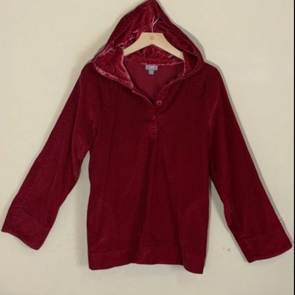 J Jill Hooded Corduroy Tunic Crushed Velvet Hoodie Pockets Holiday Woodland - Picture 12 of 13